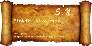 Sinkó Nikoletta névjegykártya